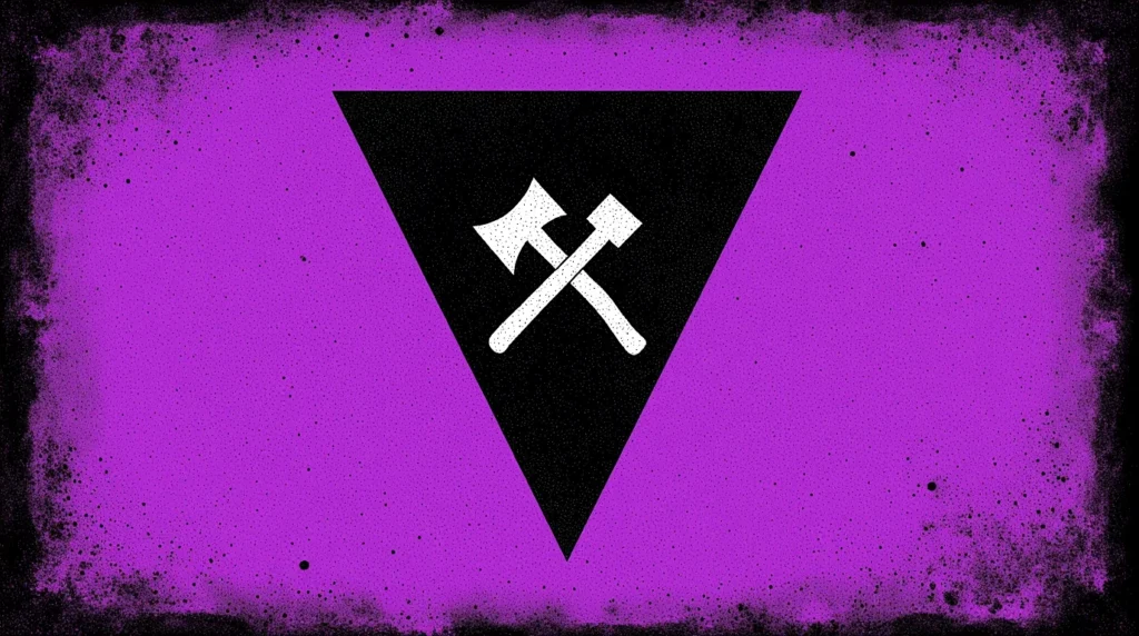Lesbian Flag: Meaning, History, and Why There Are Two Versions 3 Labrys Lesbian Flag from the 1970s with violet background, black inverted triangle, and white double-headed axe symbolizing lesbian strength and resistance