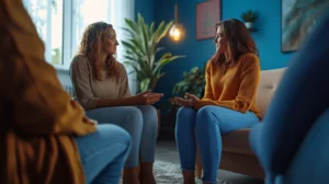 Lesbian couple during therapy session