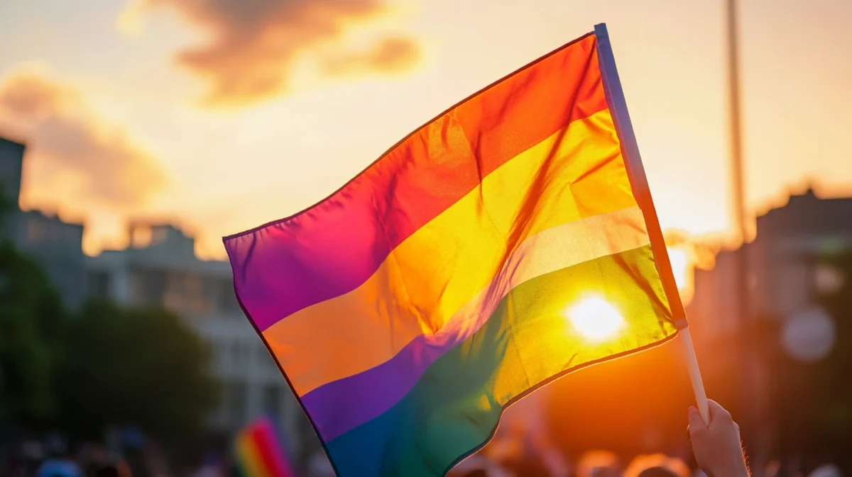 Lesbian Flag Waving at Pride Parade