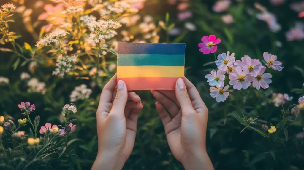 Sapphic Flag: The Meaning and Colors Behind This Inclusive Symbol (2025) 3 sapphic flag with flowers in hand