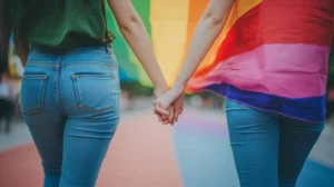 sapphic vs lesbian pride flag couple